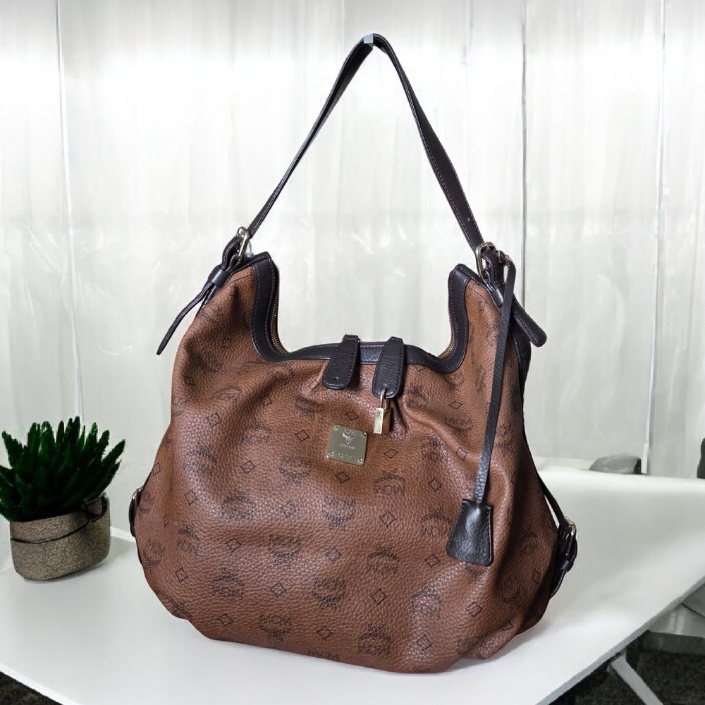 MCM Visetos monogram leather hobo